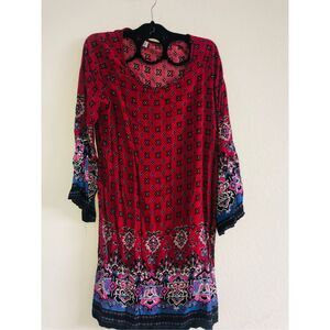 Hot Touch light geometric stamp burgundy women’s blue son dress size XL